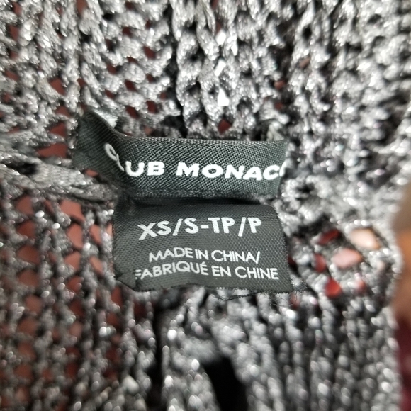 Club Monaco Gray Metallic Open Front Cardigan Sleeveless Vest Open Knit Size XS - Picture 10 of 11